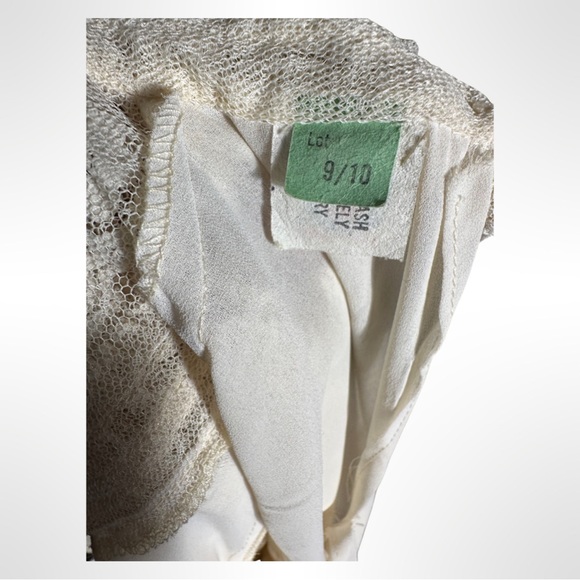 Amazing Vintage 70s Sheer Lace Collar Cuff Midi Dress Ruffle Lot 9/10 - Picture 4 of 4